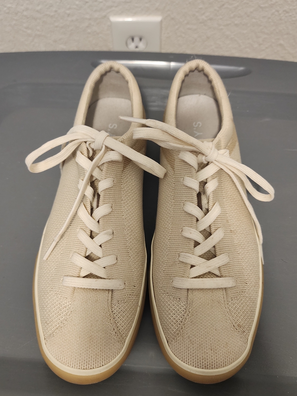 Rothy's Cream Knit Lace-Up Sneakers